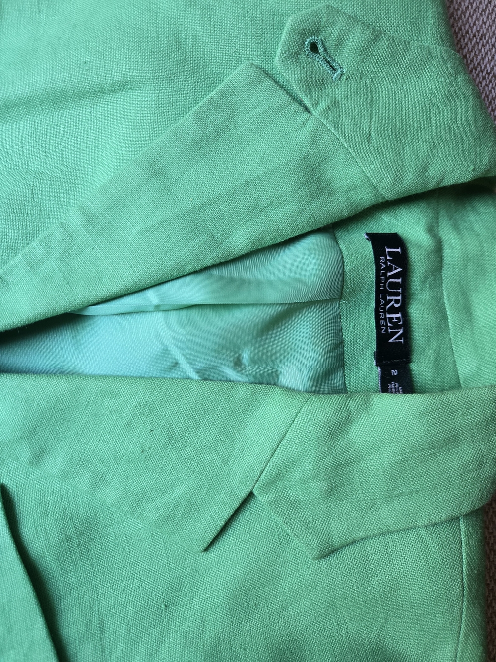 Green Linen Blazer Jacket - Picture 2 of 4
